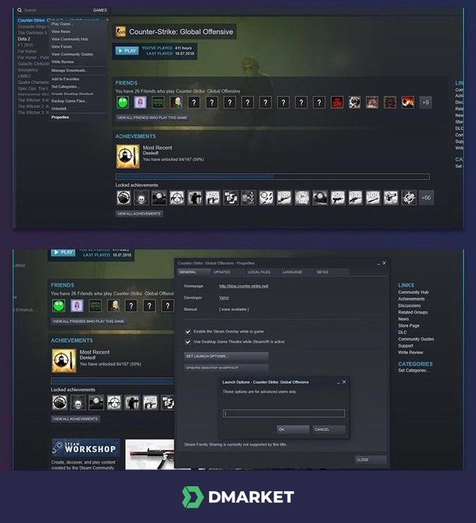 How to set Launch Options in CS:GO