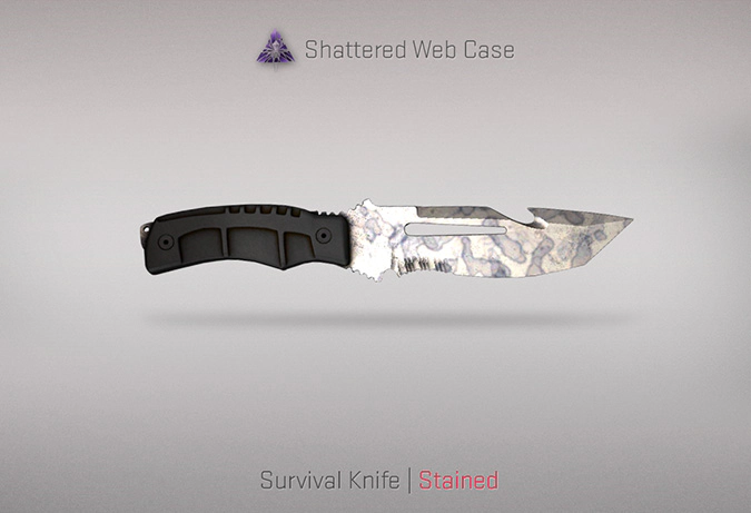 survival knife stained