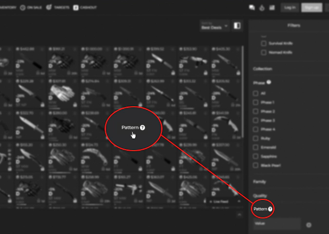 DMarket Pattern filter