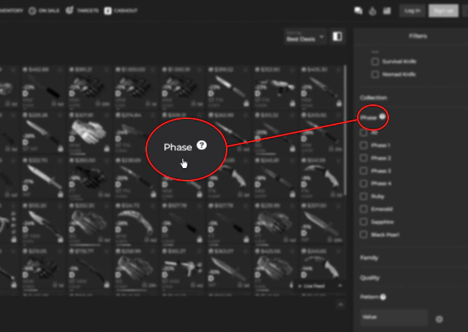 DMarket Phase filter