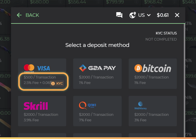 fees and amount limits on DMarket