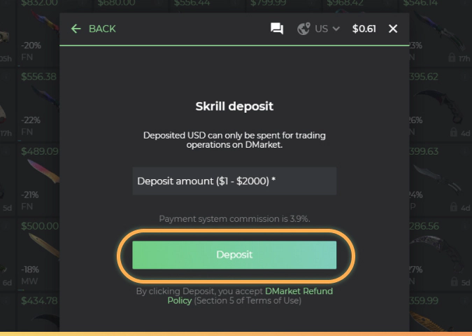 Deposit/Withdraw on DMarket