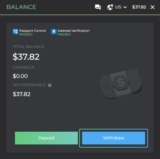 DMarket account balance withdraw