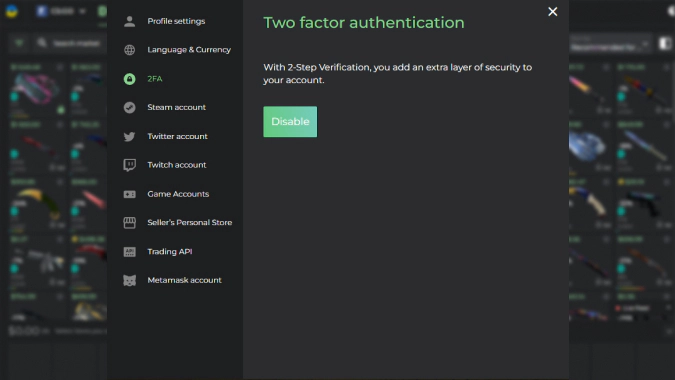 2FA on DMarket