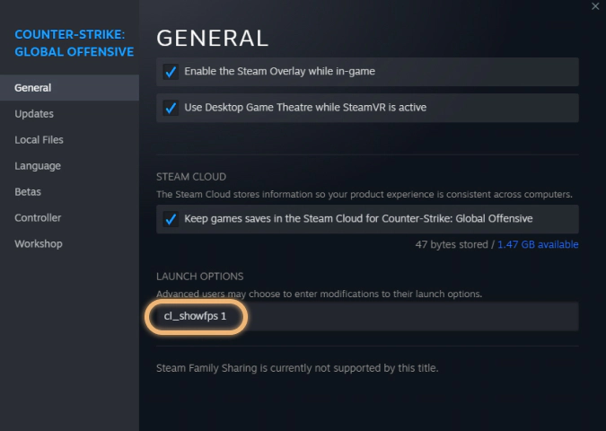 show fps in CS:GO via launch options