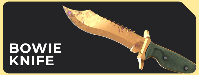 Bowie Knife Case Hardened Gold Gem