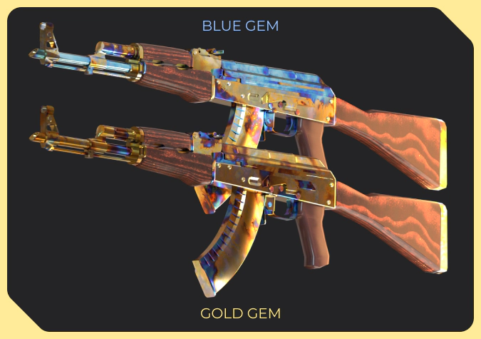ak-47 case hardened gold gem and blue gem