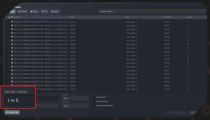1v1 servers in cs2