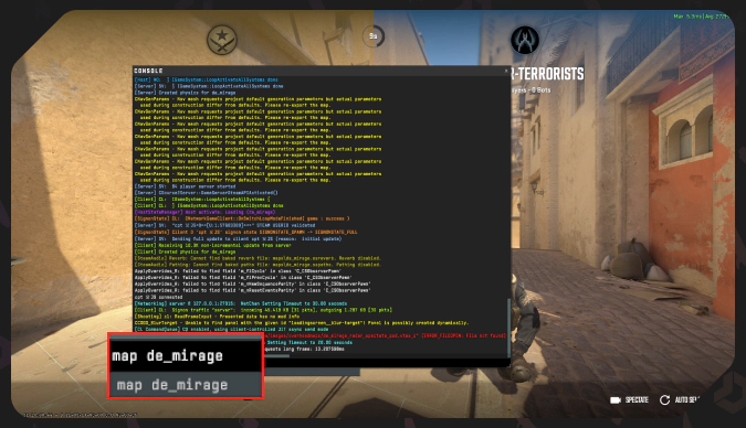 map de_mirage command in cs2