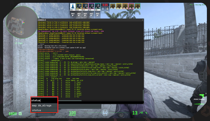 status command in cs2
