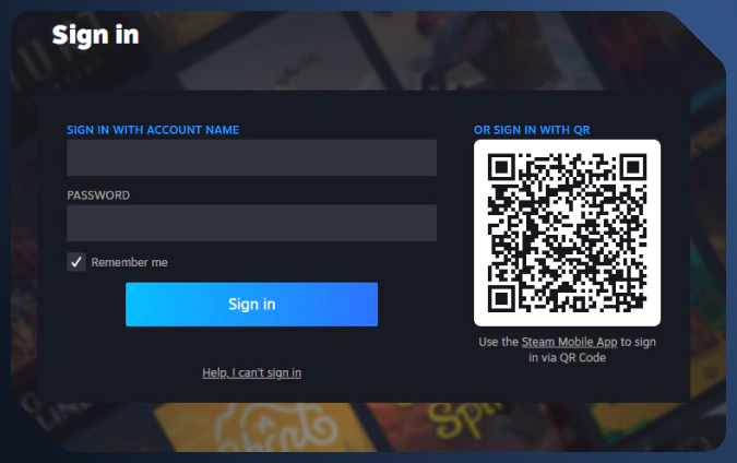 the sign in screen on the gaming platform Steam.jpg