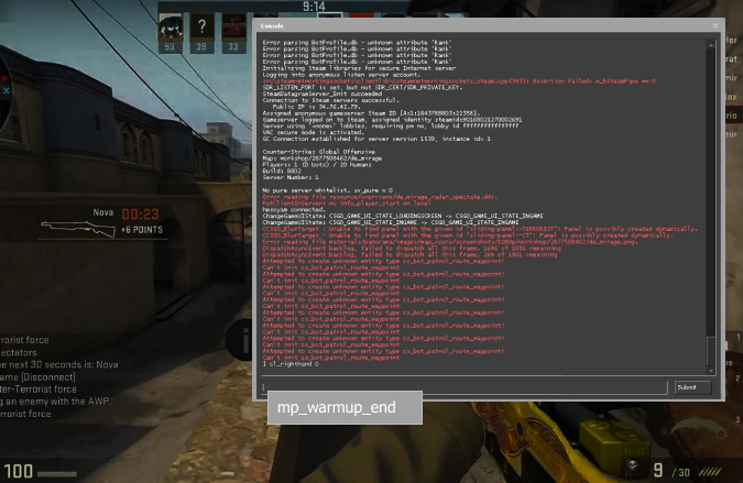 mp_warmup_end command in CS:GO