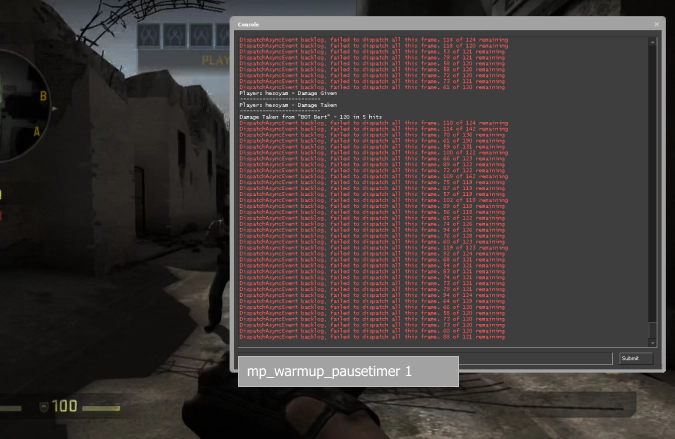 mp_warmup_pausetimer 1 command in CS:GO