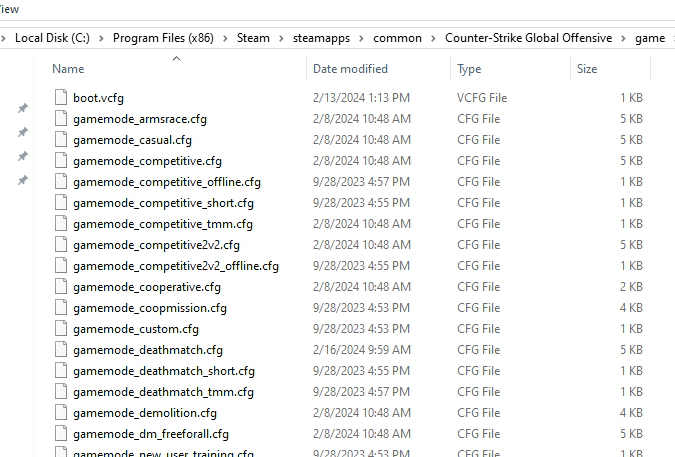 path 'steamapps\common\Counter-Strike Global Offensive\game\csgo\cfg