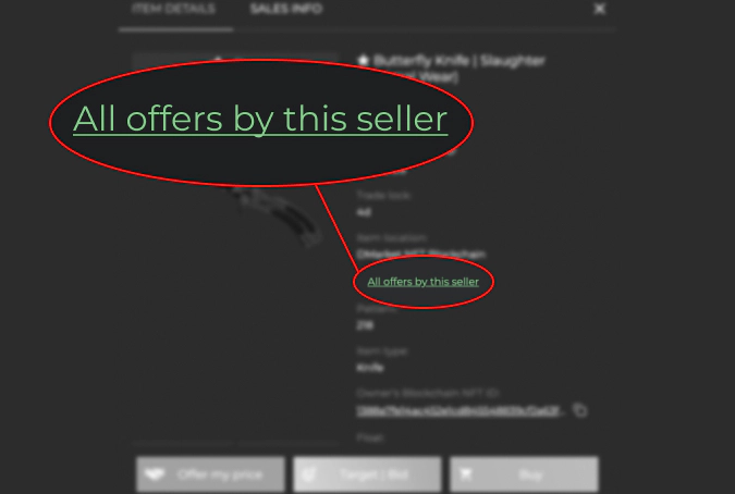 all offers by seller on DMarket