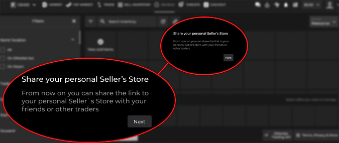 Share Your Personal's Store on DMarket