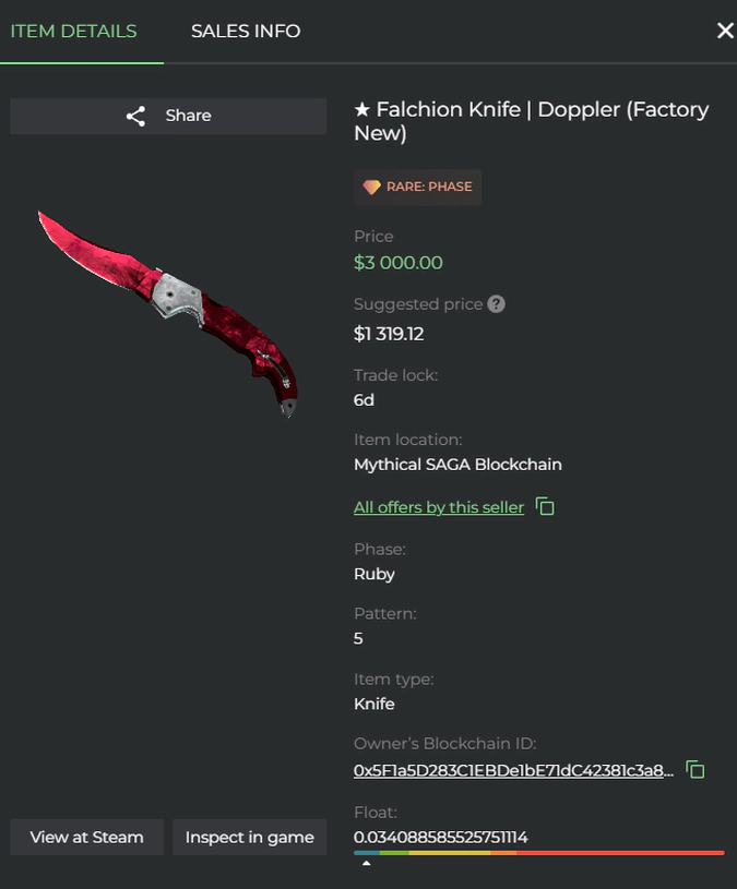 CS2 skin phase on DMarket