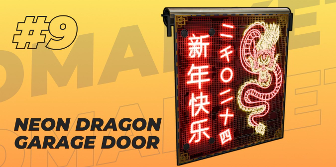 Neon Dragon Garage Door in Rust