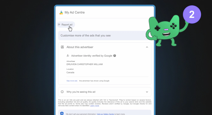 how to report scamming ad in google step 2