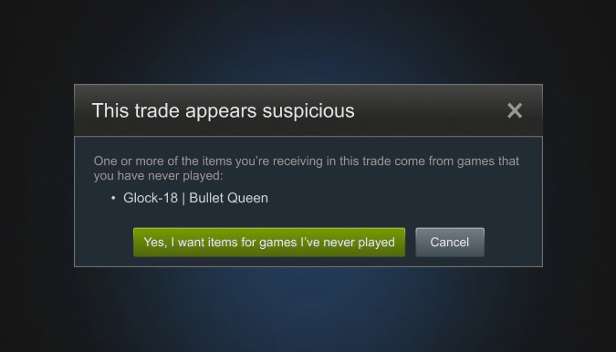 suspicious trades on Steam