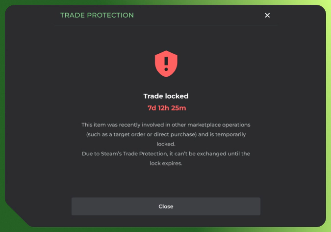 trade locked on DMarket
