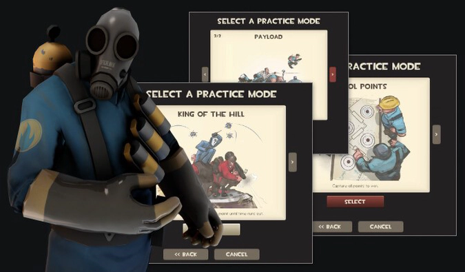 TF2 three basic modes in Offline Practice