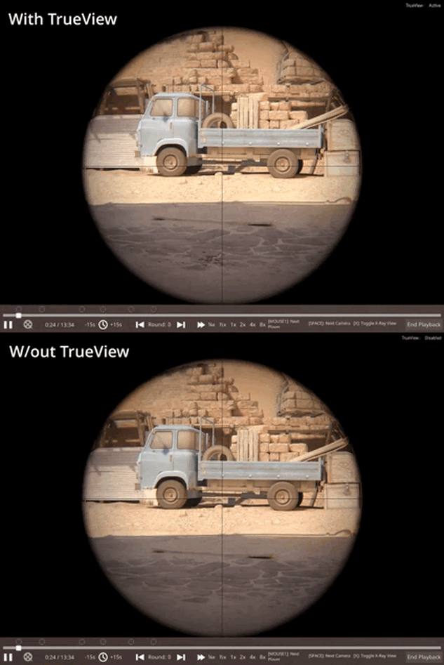 with and without trueview in cs2