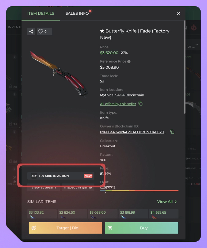 try skin in action on dmarket