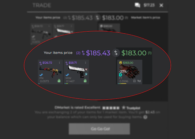 trading skins on DMarket