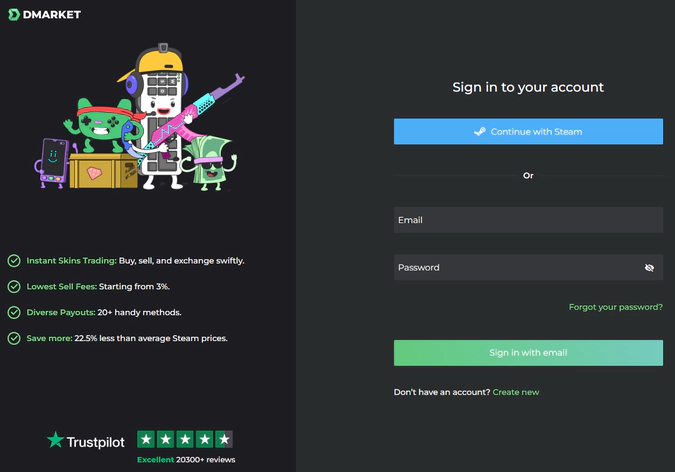 DMarket login