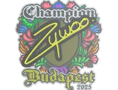 Sticker | ZywOo (Embroidered, Champion) | Budapest 2025 image