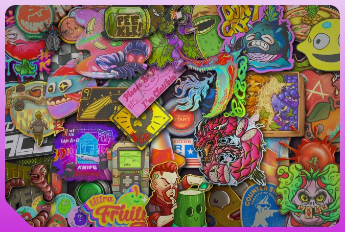 stickers fruits and vegetables and auto racing